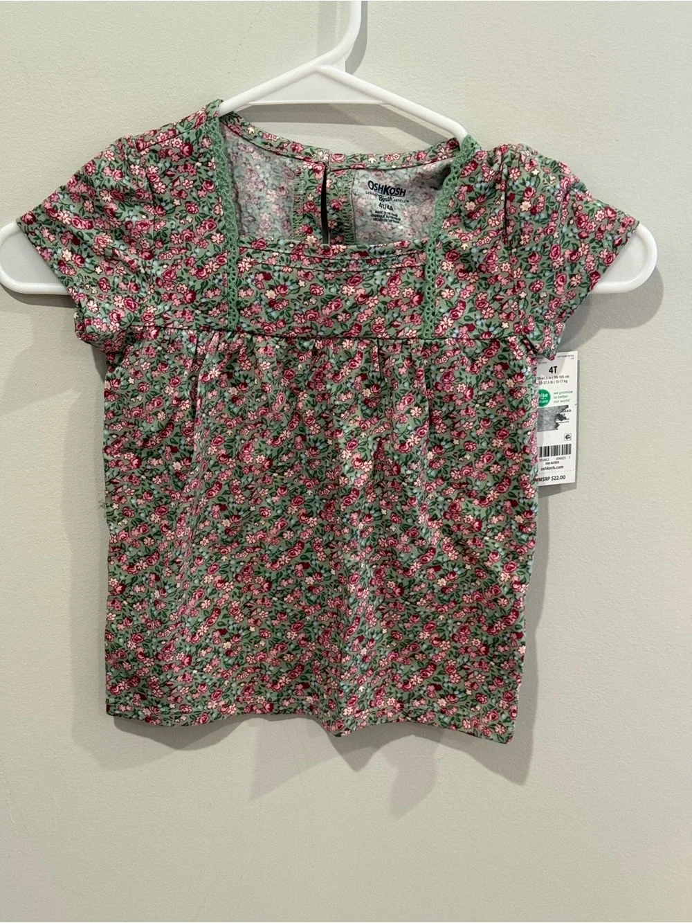 New OshKosh B'gosh Pink Floral Toddler Tee - 4T 233